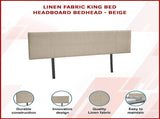 Linen Fabric King Bed Headboard Bedhead - Beige V63-800767