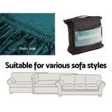 Artiss Sofa Cover Couch Covers 4 Seater Velvet Agate Green SCOVER-VEL-4-AG