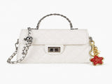 White Quilted Chain Shoulder Bag with Golden Star Charm - PU Leather Small Square Crossbody V888-ELOSUNG56163-5