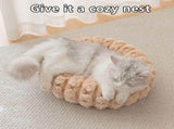 Yellow 50cm with Heart-patterned jacquard Plush Round Pet Bed - Soft Donut Cat Bed, Warm Winter Dog V888-ELOSUNG53838