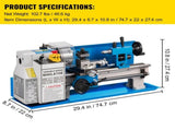 Metal Lathe 7'' x 14'', Mini Metal Lathe 0-2500 RPM Variable Speed,Mini Lathe with 4" 3-jaw V952-0618WXCC000000001V3