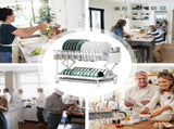 CARLA HOME 2-Tier Dish Drying with Drainage Tray, Utensil Holder, Cup Hooks & Cutting Board LSB-36168