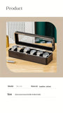 Luxury transparent-lid watch box with 6 fabric-lined compartments, portable and shockproof design, V1106-SBSNH001