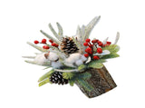 35cm Tabletop Xmas Tree Bark Wooden Barrel Decoration Artificial Bouquet Ornament for Home Hotel V1294-YM0901-3115240094712