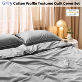 Dickies Cotton Waffle Texture Quilt Cover Set Grey Queen V442-SIM-QUILTCS-WAFFLE-GREY-QS