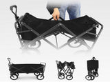 Foldable Collapsible Wagon Cart Garden Beach Outdoor Shopping Trolley Camping Brake - Black V610-FLDWAG-BRA-BLA