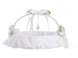 Wedding White Flower Basket Silk Ribbon Decor Elegant Romantic Flower Basket for Wedding Photography V1294-YM0523-220409TW0136