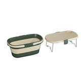Foldable Picnic Basket with Tray - 16.5L Capacity, White Green, Perfect for Camping and Outdoor V888-ELOSUNG25211