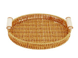 Woven Serving Tray Decorative Multipurpose Round Serving Basket with Dual Handles Fruit Bread V1294-YM0901-3117240149911