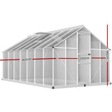 Green Fingers Greenhouse 4.2x2.5x1.95M Aluminium Polycarbonate Green House Garden Shed GH-ALU-C-422X250-AB