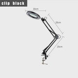 2-in-1 Black LED Magnifier Desk Lamp With Clip - Hands-Free, Dimmable 3-Color Light for Crafts & V888-ELOSUNG393011