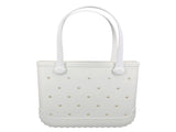 Waterproof Hexagon Mesh Beach Bag Large Capacity Travel Storage Tote for Swimwear Towel Sunglasses V1258-BAG-HS04-M-WHT