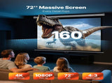 Manual Projector Screen, 1829 mm 43 4K 1080 HD Retractable Pull Down Projector Screen, Wall Mounted V952-BGSTYPMBGSSDBNL19001V0