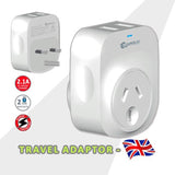 2X Sansai Travel Adaptor 2 X USB - UK V274-HA-SS-STV-3011-X2