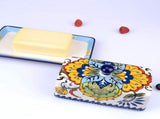 Hand Painted Porcelain Butter Dish with Lid, Decorative Ceramic Butter Keeper for Table Presentation V1237-ZY-924-073