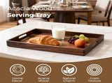 Acacia Wood Serving Tray with Handles, 17 Inch Wooden Tray for Ottoman, Breakfast, Lunch, Dinner, V1258-DP02-C-597