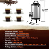 Stainless Steel Insulated Beverage Dispenser, 7.6 Liter, Thermal Hot and Cold Drink Server Dispenser V952-YLHLQQYX10L0ZNM43V0