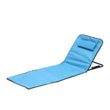 Blue Adjustable Folding Beach Mat with Backrest - 5 Position Reclining Lounger with Built In Pillow, V888-ELOSUNG57577