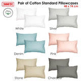 Algodon Pair of 300TC Cotton Standard Pillowcases Stone V442-INT-PILLOWC-300TCPAIR-STONE-ST