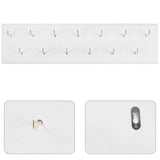 Wooden Wall Key Organizer for Entryway with Space-Saving Hooks, Home Storage Rack in White V1369-AZ3-W-19312