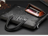 Blue Men's Luxury Crocodile Embossed PU Leather Briefcase With FREE Crocodile Wallet V888-ELOSUNG42052