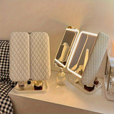 Smart Touch LED Vanity Mirror - 3 Color Dimmable Lights, 270&deg Adjustable, Rechargeable Desktop V1232-HZJSZ002