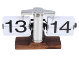 Flip Desk Clock Auto Retro Wood Base Easy to Read 24 Hours Mechanical Flip Clock for Living Room V1294-YM0901-3115240060012