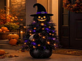 12 Inch Light Up Halloween Witch Tree Decoration, Glowing Pumpkin Witch Tree Ornament for Outdoor V1369-AZ3-W-21665