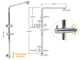 Chrome Double Square 8" Shower Head Set 3 Function Handheld Rail Diverter Arm V1233-C4902B22HR003M4CKSR108