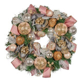 Christabelle 56cm Christmas Wreath Lush Pink Front Door Decoration Jewelled Baubles Flowers Pin 112_GUE523