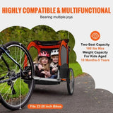 VEVOR Bike Trailer for Toddlers, Kids, Double Seat, 45 kg Load, 2-In-1 Canopy Carrier Converts to V952-LYS2GHJG820IRLD5RV0