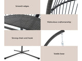 Gardeon Outdoor Egg Swing Chair Wicker Rope Furniture Pod Stand Cushion Grey HM-EGG-ROPE-S-GREY