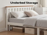 Artiss Bed Frame Double Size Wooden White PONY WBED-D-TC18-137-AB
