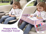 Keezi Kids Travel Tray Car Seat Lap Desk Portable Car Desk Organiser for Car & Airplane Pink KTT-44-PK