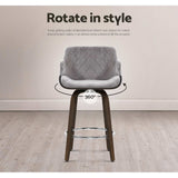 Artiss Bar Stools Swivel Velvet Padded Wooden BA-TW-8908-GY