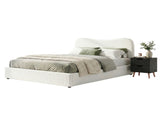 Artiss Double Bed Frame and Bedside Table Set Boucle Beige with Headboard Black Nightstand BFRAME-SET-DARA-SCAN-BS01