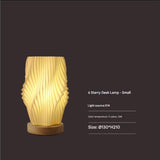 Unique Pleated Design Table Lamp - 3D Printed Washable Shade, Wooden Base, Adjustable LED V888-ELOSUNG26980