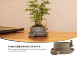 Grey Resin Bonsai Pot Multi-Purpose Vintage Flower Container for Home V1192-AZ-W-22677