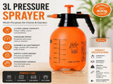 3L Orange Pressure Sprayer - PP Plastic Garden Watering Can with Adjustable Brass Nozzle, Hand Pump V888-ELOSUNG53582
