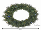 Christabelle 61cm Dorset Pine Christmas Wreath Pre Lit Multi Function LED Battery Operated Fron 112_WFLD61