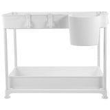 Double Layer White Sliding Storage Organizer Rack for Under Sink Kitchen Cabinets and Bathroom V1369-AZ3-W-13410