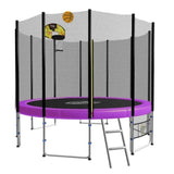 Kahuna Blizzard 8 ft Trampoline Green with Basketball Set Purple TRA-BLZ-08-PU-BB