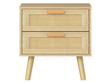 Levede 2x Bedside Tables Set Wooden Side Table Nigntstand Bedroom Rattan Drawers NI1078-NT-2PK-AU