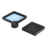 15x15cm Square Shower Drain with Grid Pattern Grate Matte Black 304SS, CUPC Certified with Hair V63-955601