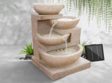 Gardeon Solar Water Feature Cascading Fountain 4-Tier Bowl LED Lights 72CM Sand FOUNT-BOWL-SAND
