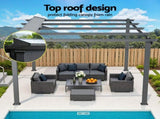 Instahut Gazebo Outdoor Garden Pergola Aluminium Frame Adjustable Canopy 3x4m Grey GAZB-IR-PGL-ALU-3X4-GY