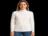 Ladies SKIVVY Womens Long Sleeve Plain Top Warm Turtleneck Cotton High Neck in White V563-BR-LSKIVV-WHT-S