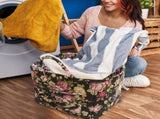 Foldable Fabric Storage Basket with Handles, Boho Floral Print Large Capacity Clothes Organizer for V1237-ZY-917-130