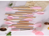 12 Piece Silicone Cooking Utensils Set Non-Stick Cutlery Set Food Grade Silicone Kitchenware Wooden V1189-WXFWAL-20260319-00130