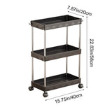 3 Tier Wide Storage Cart 22.8 Inch Large Capacity Rolling Storage Organizer with Wheels Removable V1370-AZ4-09297